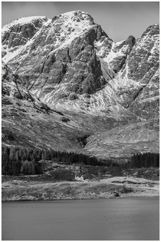 isle of skye black and white photo