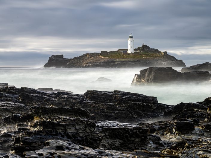 Long exposure waterscape photo, Godrevy Lighthouse Cornwall