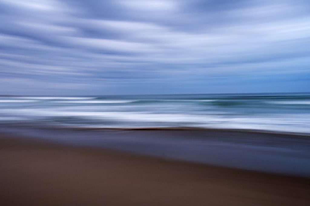 seascape with intentional camera movement ICM in the blue hour