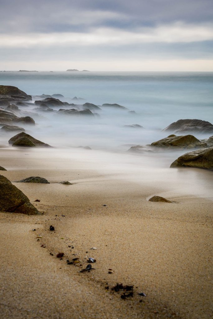 long exposure seascape with curved leading line