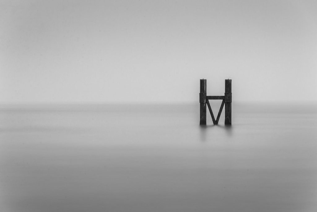 minimal black and white long exposure seascape