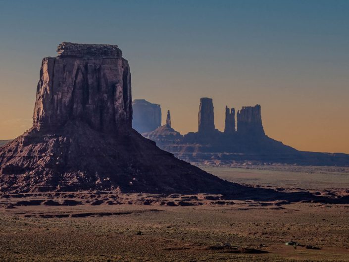 Landscape photo in Monument Valley at the end of golden hour